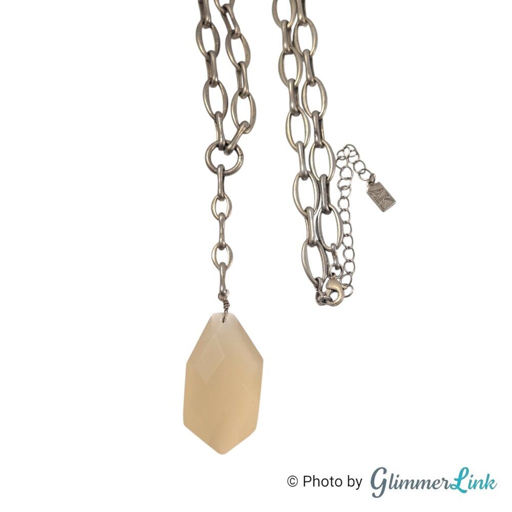 Anne Klein Light Gold Tone Y Drop Necklace With Faceted Glass Pendant